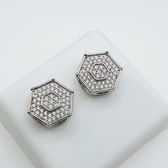 "925 Sterling Silver Plated CZ Earrings, EVBRS445 - Picture 6 of 9